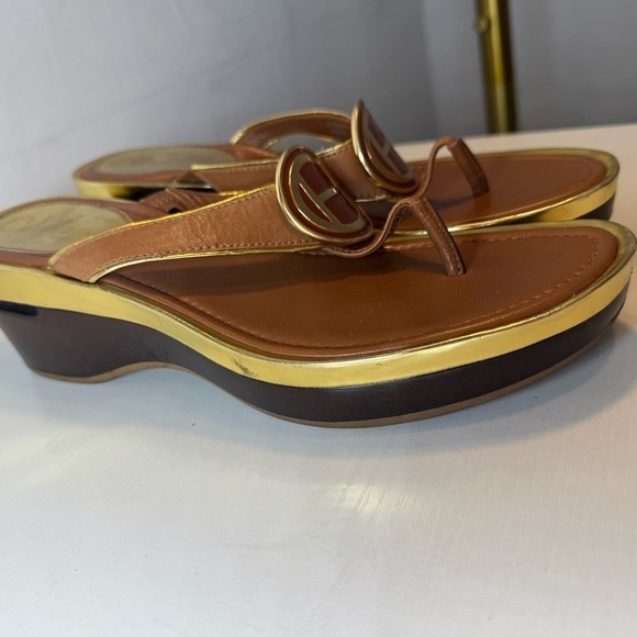Cole Haan Air Wedge Thong Sandal Platform Flip Flop in Cognac Size 8 - Picture 3 of 10